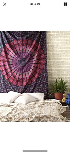 raajsee Mandala - Tapiz de algodón indio (220 x 210 cm), multicolor