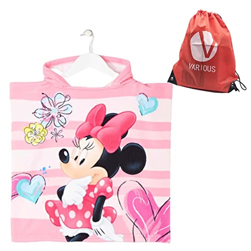 Various Poncho Toalla de niño Infantil de baño y Playa con Capucha Diseño de Minnie Oficial Disney