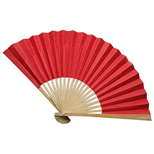 Kviklo Abanico plegable de papel de nivel fijo de bambú para disfraz, fiesta, boda, chino/japonés, decoración (rojo, 23 cm)