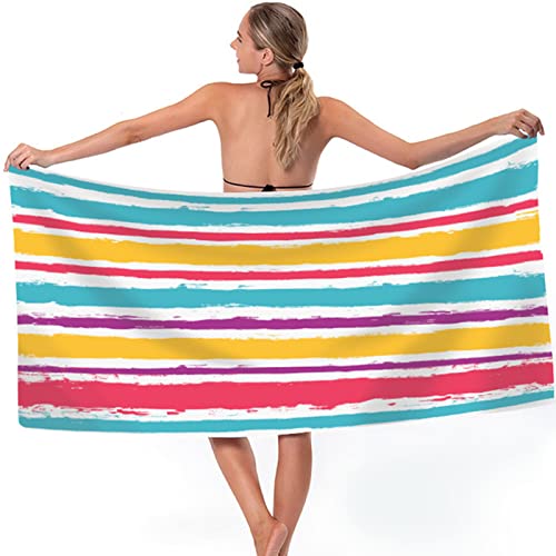 LEcylankEr Toalla de playa de microfibra de 180 x 75 cm, para mujer, toalla de baño grande para playa, secado rápido, 360 g (arcoíris)