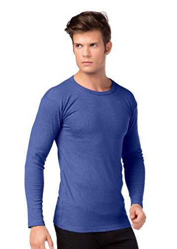 Camiseta de interior de esquí de hombre de manga larga con interior de forro polar de algodón de stylenmore azul oscuro XL
