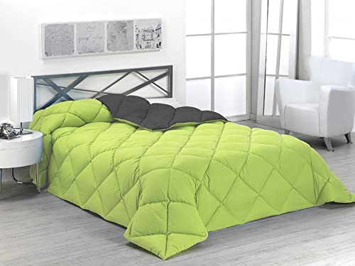 SABANALIA - Edredón nórdico de 400 gr/m² Reversible (Bicolor), válido para Cama de 90/105 cm, Color Verde y Gris (Disponible en Varios tamaños y Colores)