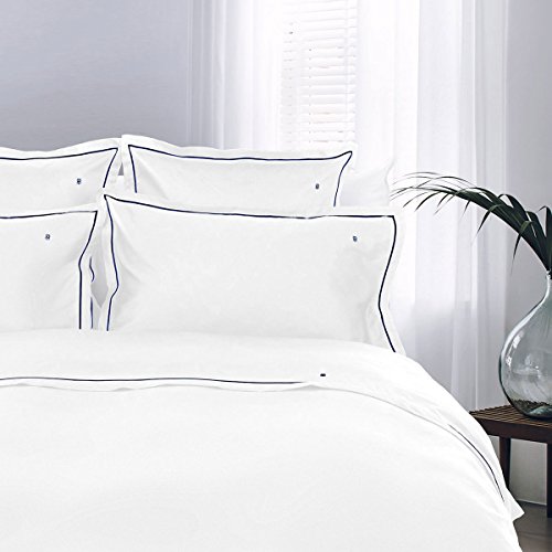 Tommy Hilfiger Juego de cama (1 funda nórdica de 155 x 220 cm y 1 funda de almohada de 80 x 80 cm), color blanco