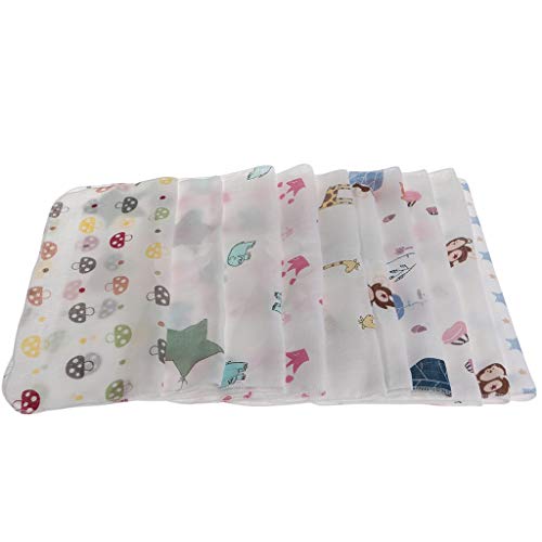 10 toallas de muselina para bebé de 28 x 28 cm, pañuelos de dos capas