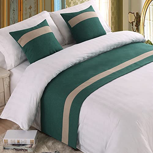 TTiiLoe Camino de cama para pie de cama, patrón de rayas, decoración verde, funda de protección de cama, bufanda de cama, toalla de cama, tapete de cama, 180 x 50 cm