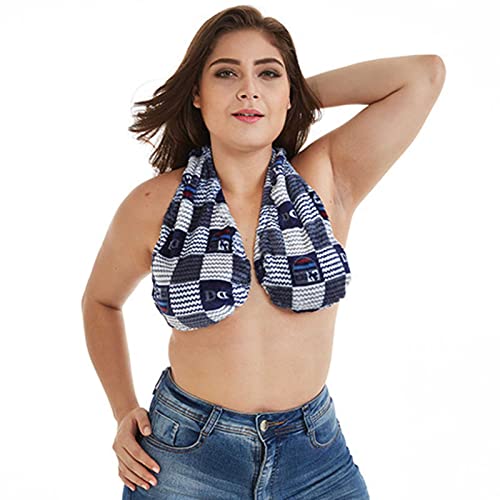 LZH FILTER Sujetador De Maternidad Toalla Sujetador De Mujer Sujetador Elástico Sin Aros Sujetador De Toalla Deportivo De Doble Cara Sujetador De Tubo Deportivo Halter, Blue Gray Small Plaid-M