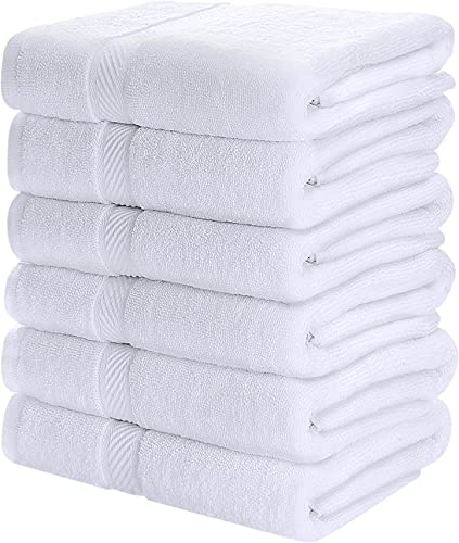 Utopia Towels Paquete de 6 Juego de Toallas de baño, 100% algodón Hilado en Anillo (60 x 120 CM) Mediana, Alta absorción, Secado rápido, Toallas de Hotel, SPA y baño de Primera Calidad (Blanco)