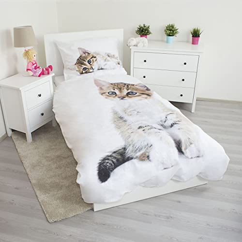 Chaton – Juego de cama de gato – Funda nórdica de algodón