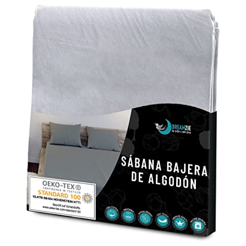 Sábanas Ajustables de algodón Gris - para colchón 150 x 190 x 27 cm - Certificado Libre de Productos químicos (Oeko Tex), Sábanas Ajustables con elástico Complete