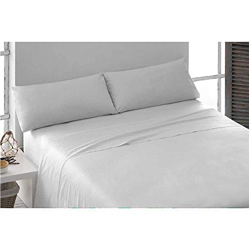 PimpamTex Juego de Sábanas Algodón 100% para Cama IT - (Cama 150, Tintura Blanco)