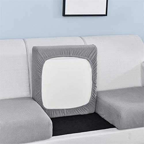Funda de cojín para sofá elástica, funda de cojín elástica, funda para sofá, cojín de asiento, antideslizante, tela tartán (gris claro, chaise longue)