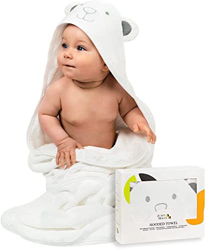 Toalla bebe con capucha – Toallas baño bebe ultra suaves – 100% de bambu, hipoalergénicas, altamente absorbentes – Regalos originales para bebes recien nacidos con bolsa para la colada – Oso Gris