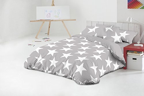 JAVIER LARRAINZAR Funda nordica Estampada Estrellas, 50Percent_algodón, Gris, cama135 cm