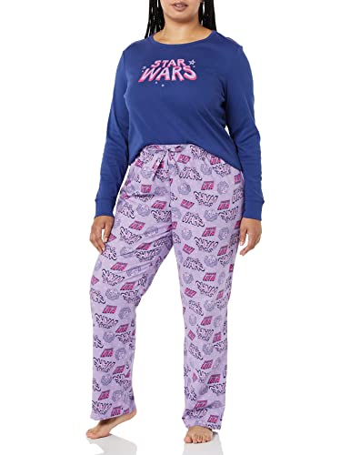 Amazon Essentials Women's Disney Flannel Pajamas Sleep Sets Conjunto de Pijama, Logotipo de Star Wars Leia, XXL
