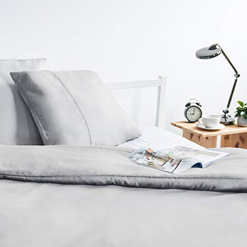 ViscoSoft - Funda nórdica de Microfibra, Textura Ultra Suave, Ropa de Cama Doble con decoración «Jour de Venise», Juego de Cama de 220 x 240 cm para Adultos y 2 Fundas de Almohada, Color Gris