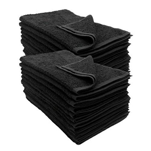 Friseurhandtuch Pack de 12 unidades, color negro, no destiñe, 100% algodón, 400 g/m² (rizo de 40 x 90 cm)