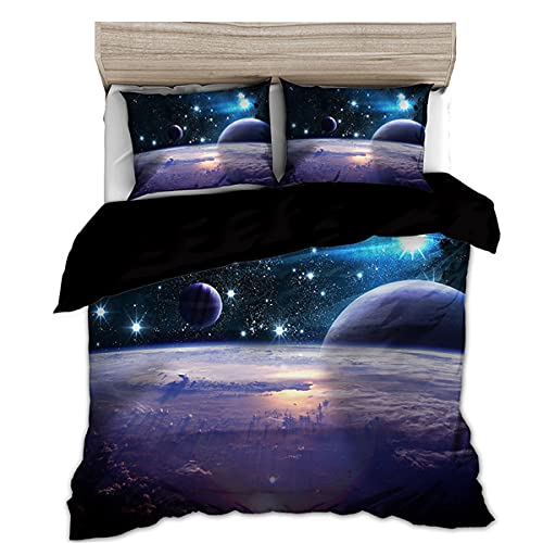 3D Galaxy Space Star funda de edredón individual doble doble/grande 2 piezas/3 piezas juego de ropa de cama espacio exterior hojas temáticas