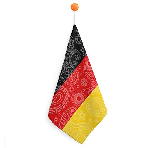 Toalla de mano con diseño de la bandera de Alemania, con lazo para colgar, para baño, cocina, hogar