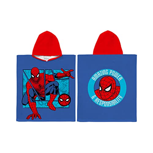 Character World Poncho oficial de Disney Spiderman con capucha, tacto súper suave, increíble diseño de potencia, bata cambiadora perfecta para el hogar, el baño y la playa