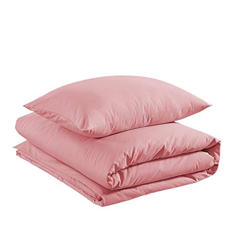 Amazon Basics - Juego de funda nórdica 100% algodón supersuave - 135 x 200 cm / 50 x 80 cm, Rosa polvo