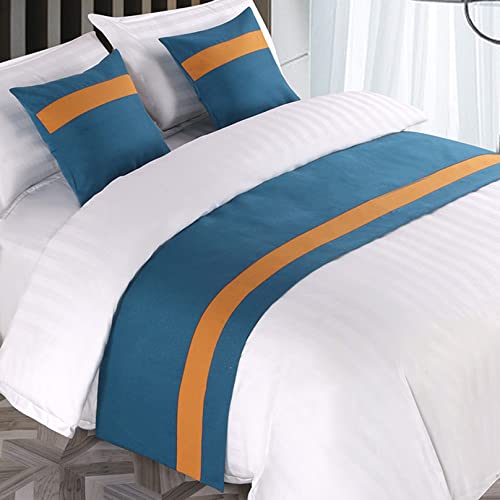 TTiiLoe Camino de cama para pie de cama, patrón de rayas, decoración azul, cubierta de protección de cama, bufanda de cama, toalla de cama, tapete de cama, 180 x 50 cm