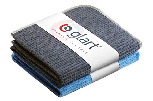 Glart 47TB: set de 2 toallas de microfibra para coche y hogar, estructura de gofre o nido de abeja, 70x40 cm, azul.