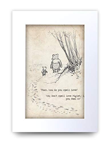 HWC Trading Winnie the Pooh Spell Feel Love A4 - Impresión de cita impresa para habitación de bebé, regalo para dormitorio recién nacido, imagen de foto