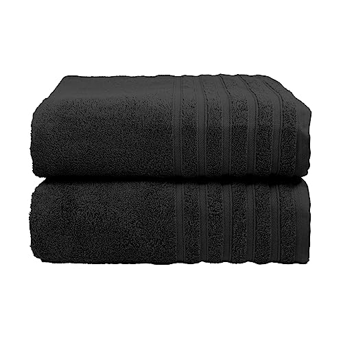 DALINA Textil - Juego de Toallas de baño 100% algodón - Toalla de Ducha 140x70cm 500gr/m2 - Toallas de Colores Resistentes, Juego de 2 Unidades - Negro