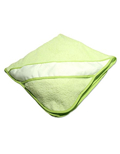 PURALGO-puro algodón. Toalla para bebés de punto de cruz, con gorrito. (verde)