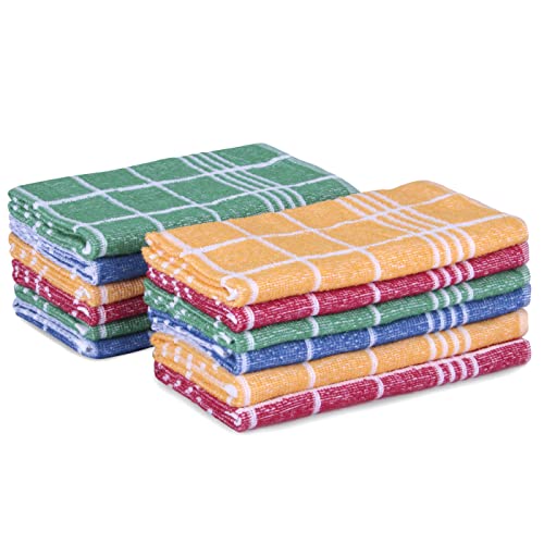 MERCURY TEXTIL- Pack de 12 Paños de Cocina Rizo 100% Algodón, Trapos de Cocina, 50x50 cm Muy Absorbentes, Suaves y Resistentes (Color B)