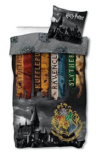 Harry Potter - Juego de ropa de cama, con funda nórdica de 140 x 200 cm y funda de almohada de 63 x 63 cm