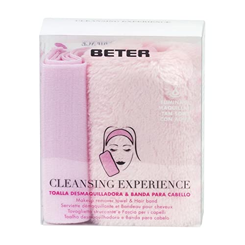 Beter – Toalla facial desmaquillante reutilizable, con turbante para cabello, elimina el maquillaje solo con agua, color rosa,ideal para llevar de viaje