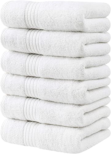 Utopia Towels - Premium Toallas de Mano - 100% algodón Hilado en Anillo, Ultra Suave y Altamente Absorbente, de Grosor, 41 x 71 CM's, Toallas de Mano (Paquete de 6- Blanco)