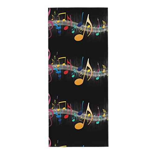 SAINV Toalla absorbente de notas musicales coloridas de 12 x 27.5 pulgadas para baño, playa, despedida de soltera, lavable a máquina y reutilizable