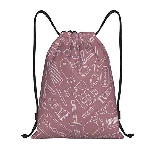 IUBBKI Mochila con cordón con diseño de herramientas de peluquería, bolsa de playa impermeable, bolsa de gimnasio, mochila de viaje pequeña, mochila deportiva para hombres y mujeres
