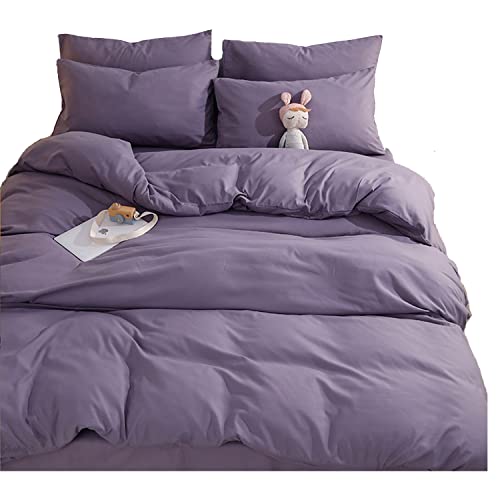 ED-Lumos Funda Nórdica Cama 105cm Microfibra Juego de Ropa de Cama ４ Piezas Funda de edredón 180x220cm Sábana encimera 230x230cm Funda de Almohada 48x74cm Violeta