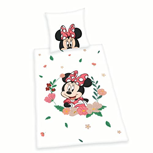 Herding Disney Minnie Mouse - Juego de Cama (Funda nórdica de 135 x 200 cm, Funda de Almohada de 80 x 80 cm, con Cierre de botón, 100% algodón/Franela, Multicolor