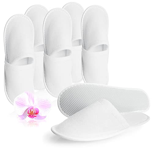 com-four® 6 Zapatillas blancas - Cómodas pantuflas con suela antideslizante - Zapatillas de casa en blanco - Zapatillas desechables talla 38/39 (06 par blanco - 38/39)