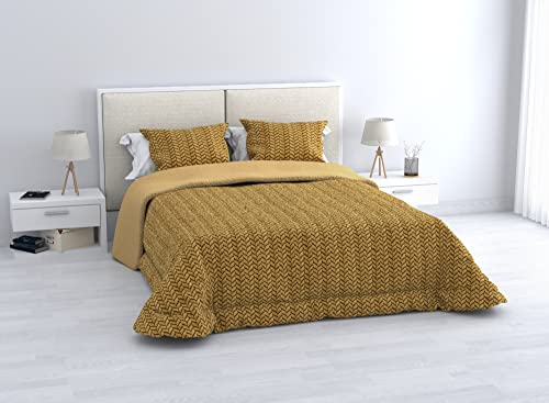 Edredón Nórdico Borreguillo Cama 150 cm/Sherpa de Color y Sedalina Tacto melocotón. Edredón de Invierno Modelo Espiga Color Amarillo Tacto Suave, calientito. Mercatienda