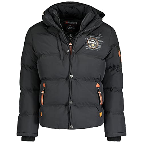 Geographical Norway - Chaqueta acolchada de invierno para hombre, con capucha (Negro, M)