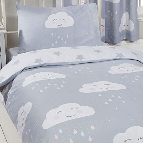 Price Right Home - Happy Clouds - Juego de funda nórdica y funda de almohada, con diseño de nubes, sin relleno, para cama individual