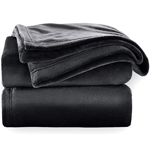 TIENDA EURASIA® Mantas para Sofá de Terciopelo - Material 100% Microfibra - Tacto Suave Sedalina (Negro, 130 X 160 CM)