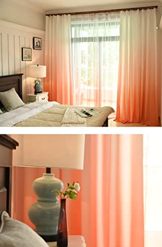 Cortina de tela 96, cortinas opacas modernas de color naranja degradado, cortinas de dormitorio de 54 pulgadas de ancho x 96 pulgadas de largo, 2 paneles, gancho