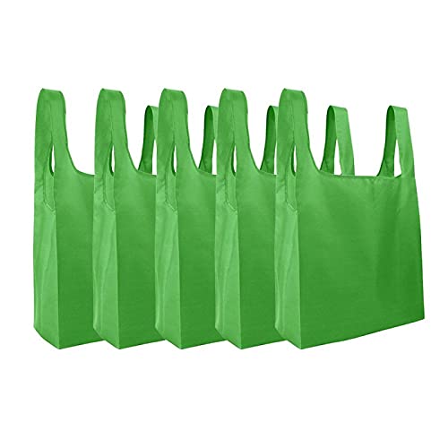 5PCS Bolsa de compras Bolsas de almacenamiento plegables ecológicas Bolsa de viaje Bolso de hombro portátil reutilizable Verde