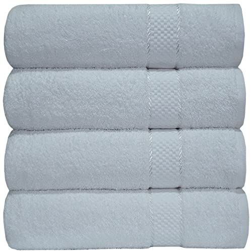 Casabella - Juego de 4 toallas de baño grandes de algodón egipcio peinado, tamaño grande., 100% algodón, Blanco, 4 Bath Sheet