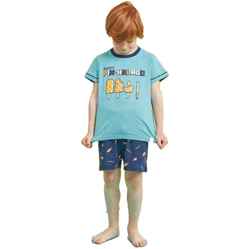 MUYDEMI Pijama para niño de algodón puro art. 740097, azul turquesa, 10 años