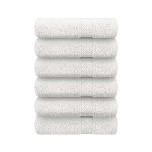 Tag Terry - Toallas de Mano de algodón 100% - Set de Toallas baño - Toallas de Lavabo Ultra Suaves, Grandes para baño 50 x 100 cm - 550 g/m² – Conjunto de Toallas de Mano (Blanco) (Pack de 6)