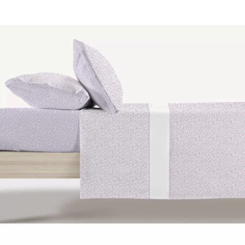 Manterol Juego de sábanas Estampadas 4/Piezas, Modelo: Lavanda 235, Color: C09, Medida: Cama de 150x190/200 +30 cm.