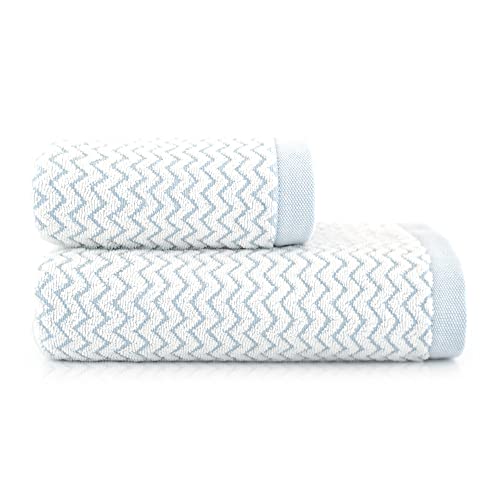 ZWOLTEX Juego de toallas de diseño nórdico - Toalla de baño I 100% algodón egipcio I Colección Oslo Lhati Malme - Lahti azul 2X (50 x 100)