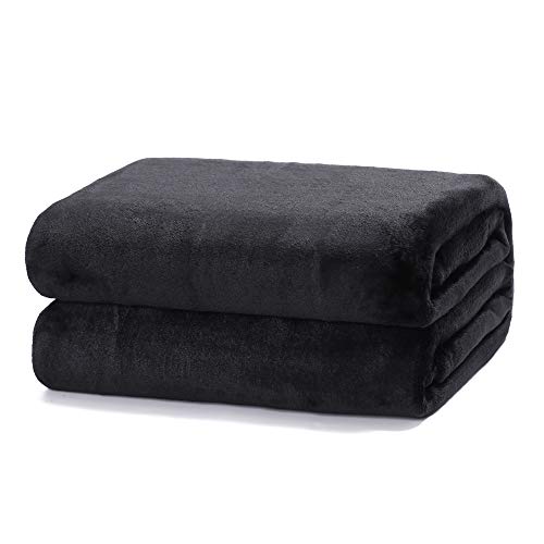 Besch Manta Franela para sofá y Cama Microfibre Extra Suave (Negro, 130x160cm)